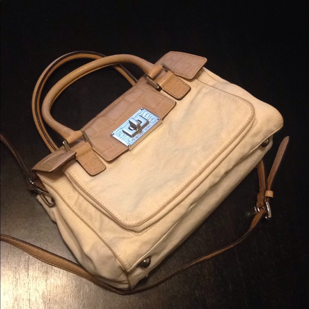 Michael Kors leather and canvas satchel